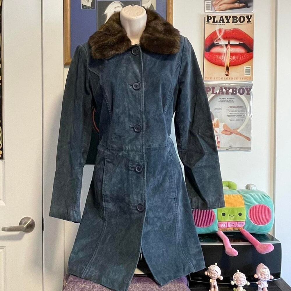 Beautiful blue suede coat with